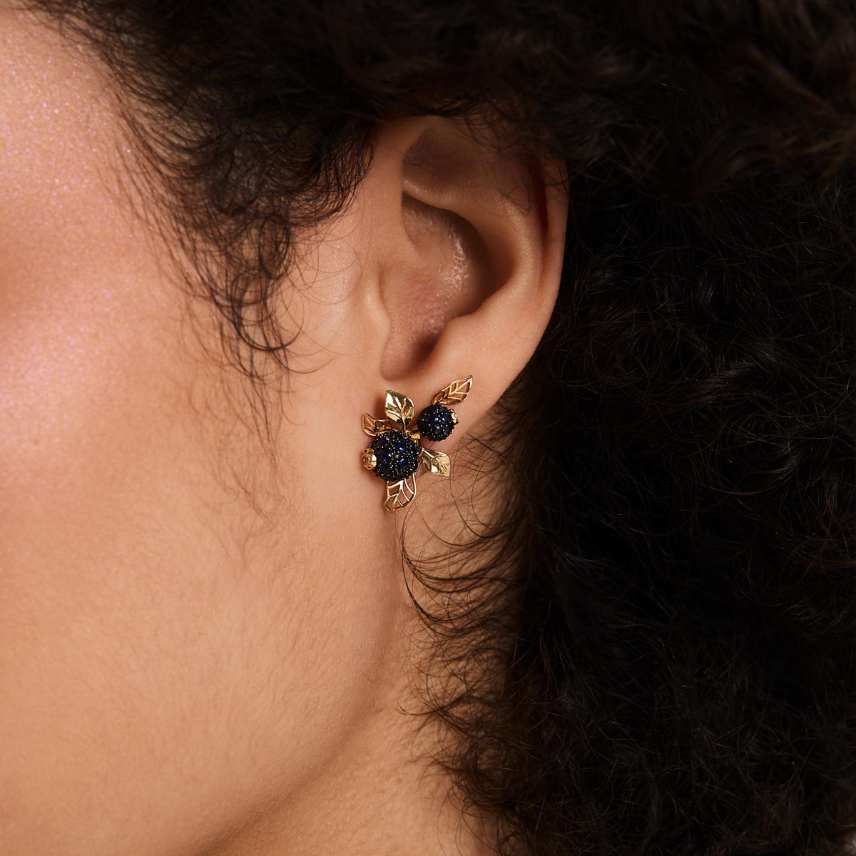 Kolczyki złote Kwiaty Nocy Borówka