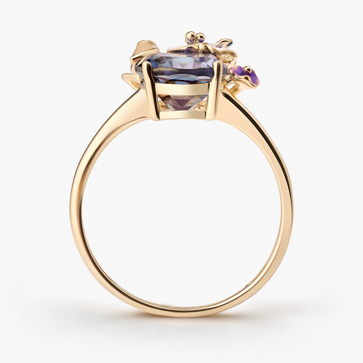 Pierścionek złoty Kwiaty Nocy Bratki