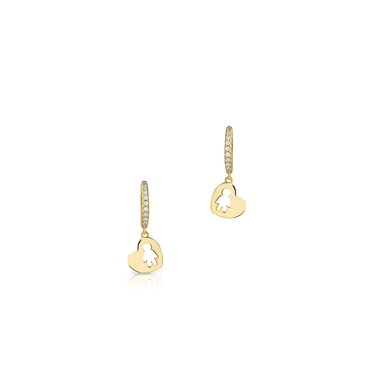 Kolczyki srebrne z serduszkiem i cyrkoniami