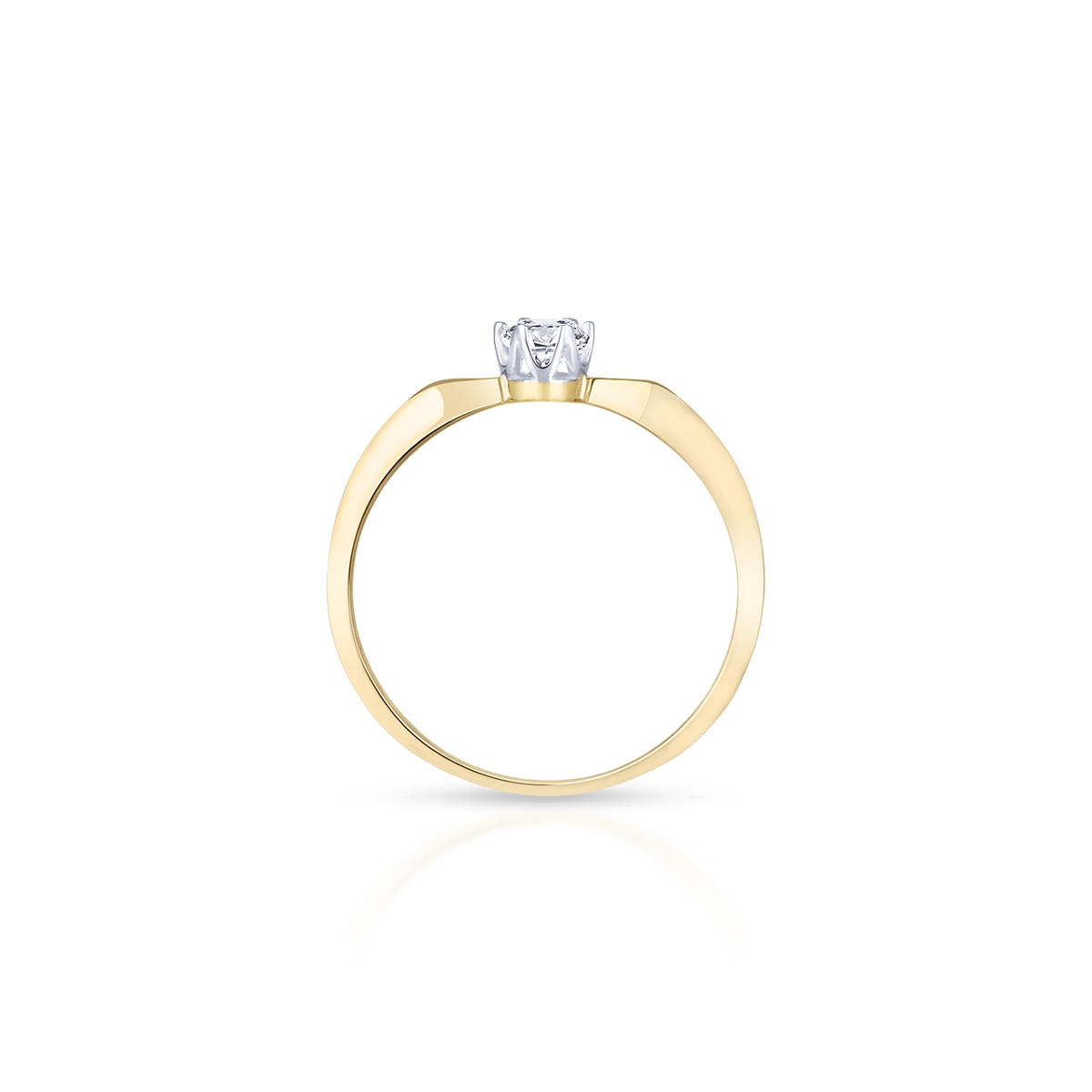 Pierścionek złoty bicolor z cyrkonią