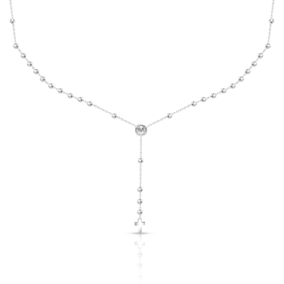 Naszyjnik srebrny z kulkami krzyżyk