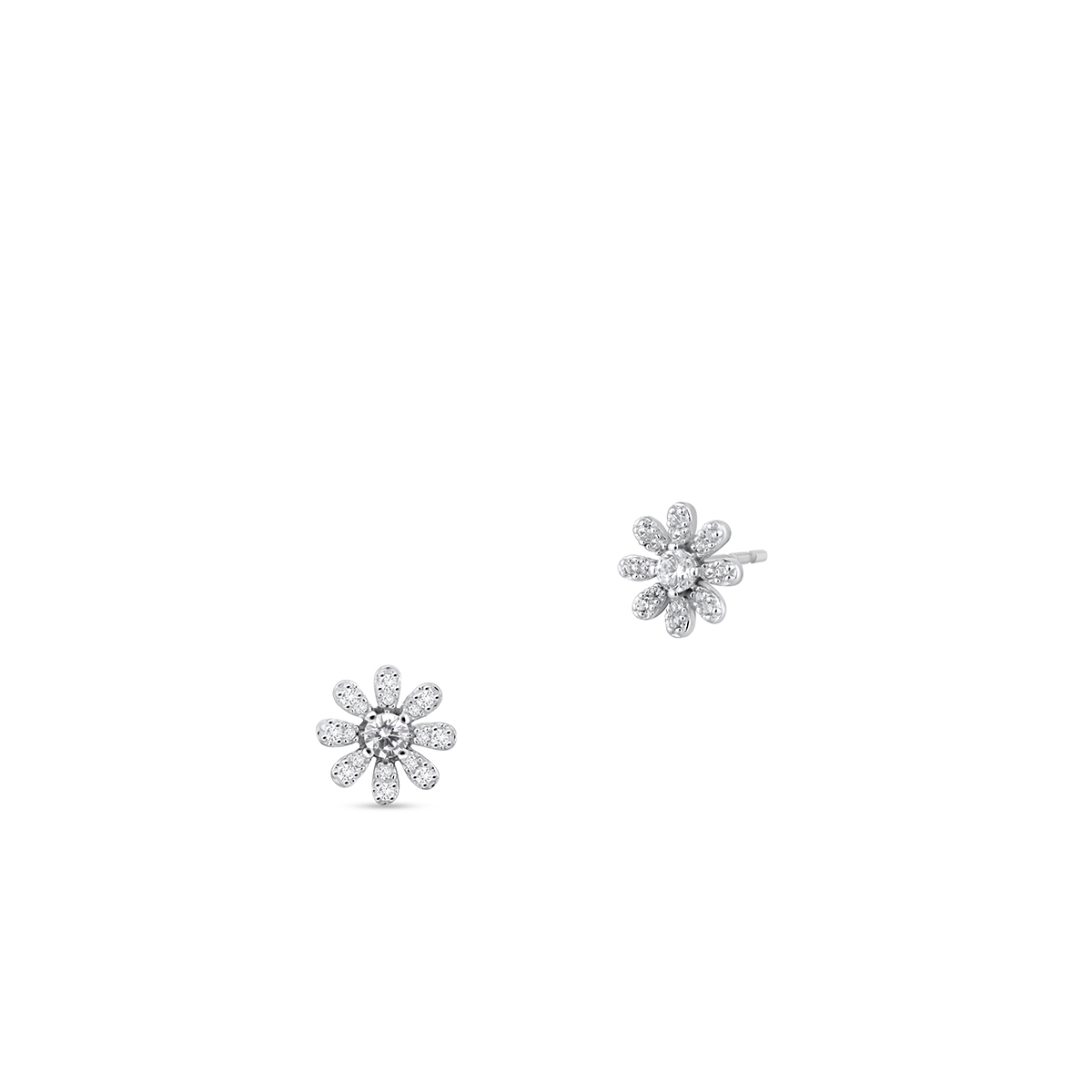 Kolczyki srebrne kwiatuszki z cyrkoniami