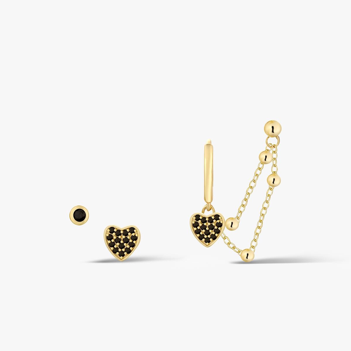 Kolczyki srebrne asymetryczne z czarnymi cyrkoniami