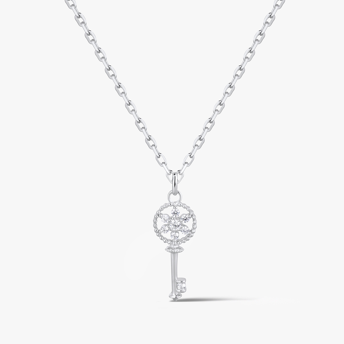 Wisiorek srebrny kluczyk z cyrkoniami