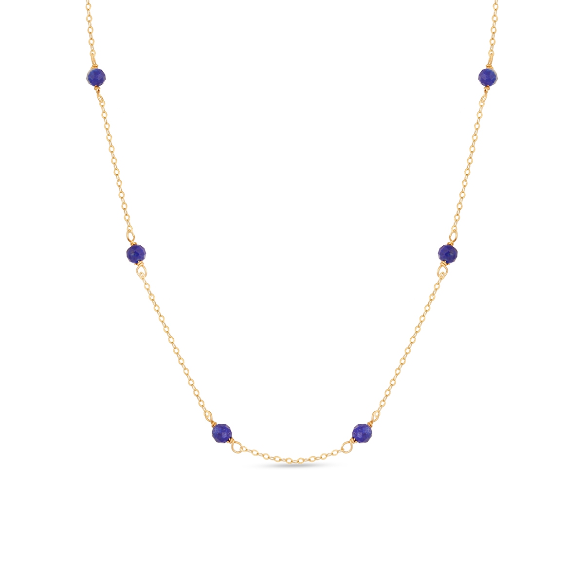 Naszyjnik złoty z niebieskimi kamieniami