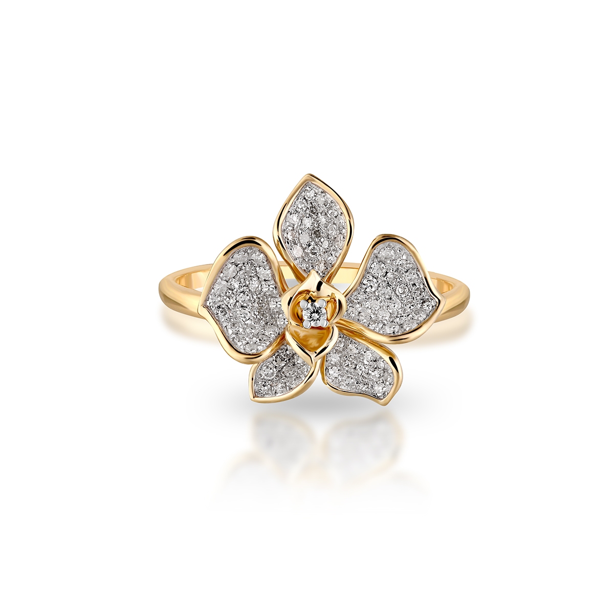 Pierścionek złota orchidea Kwiaty Nocy