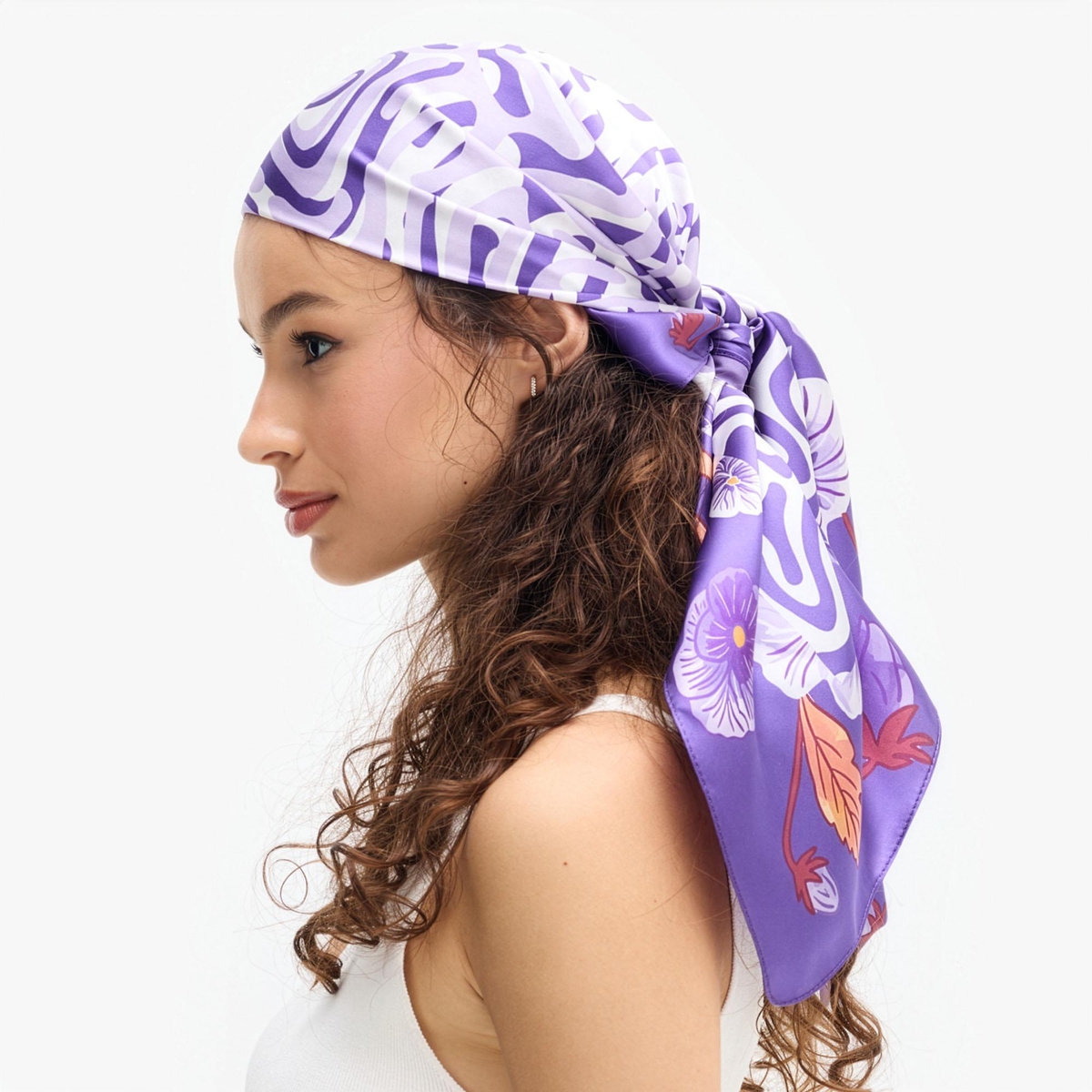 Chusta jedwabna Kwiaty Nocy Bratki