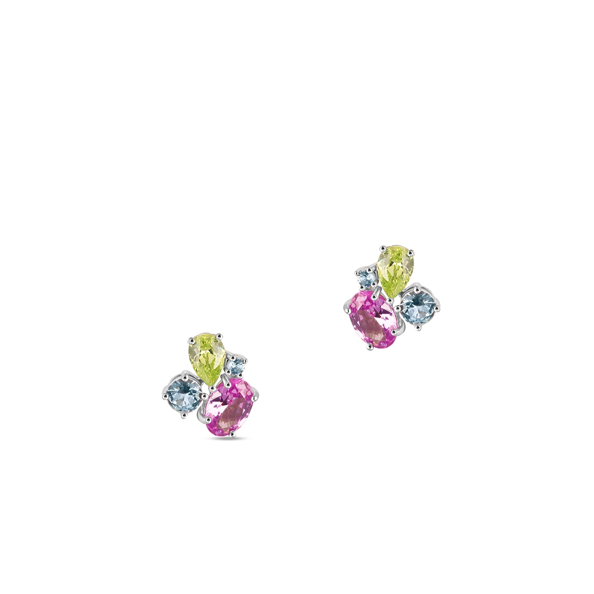 Kolczyki srebrne z kolorowymi kamieniami Mozaika