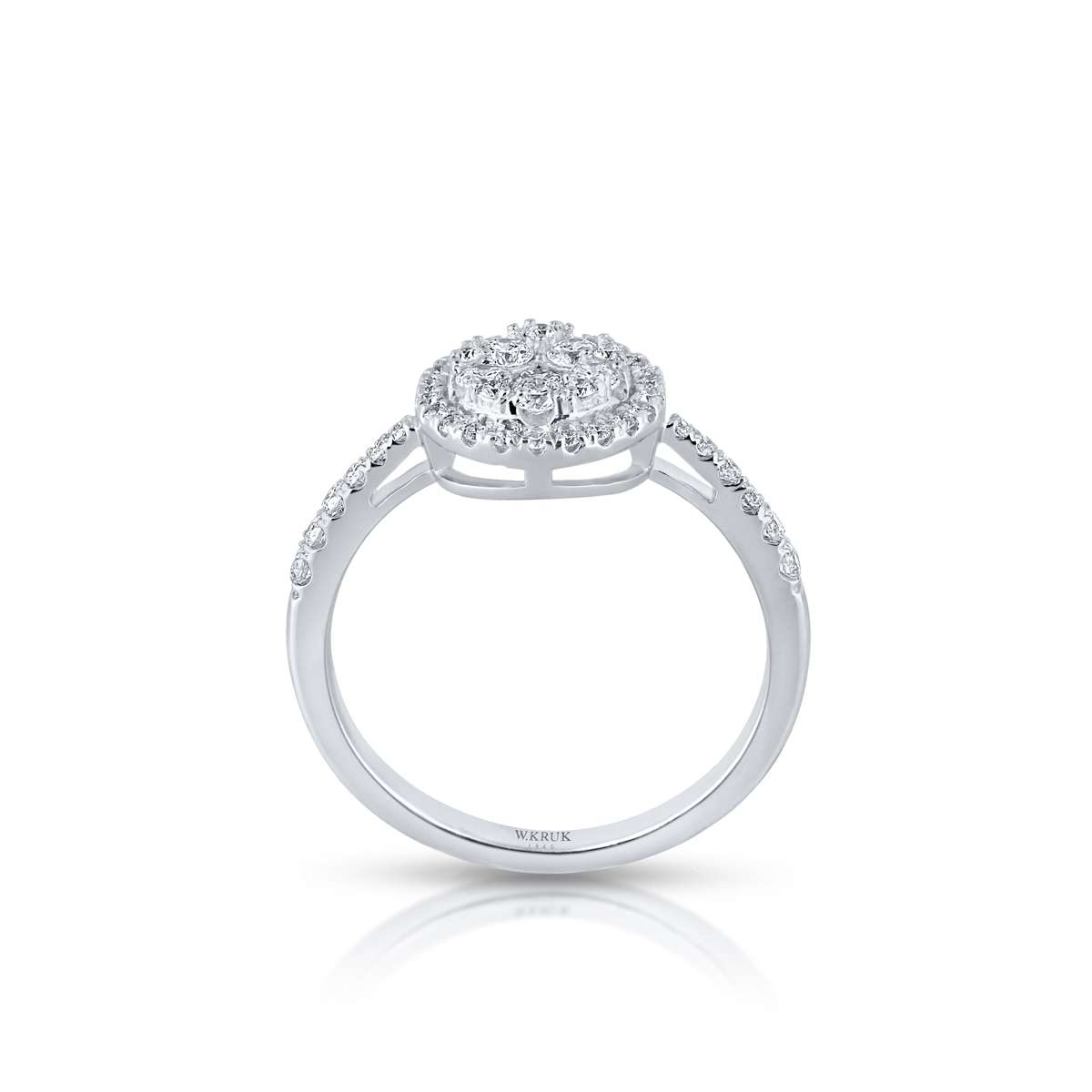 Pierścionek białe złoto z brylantami