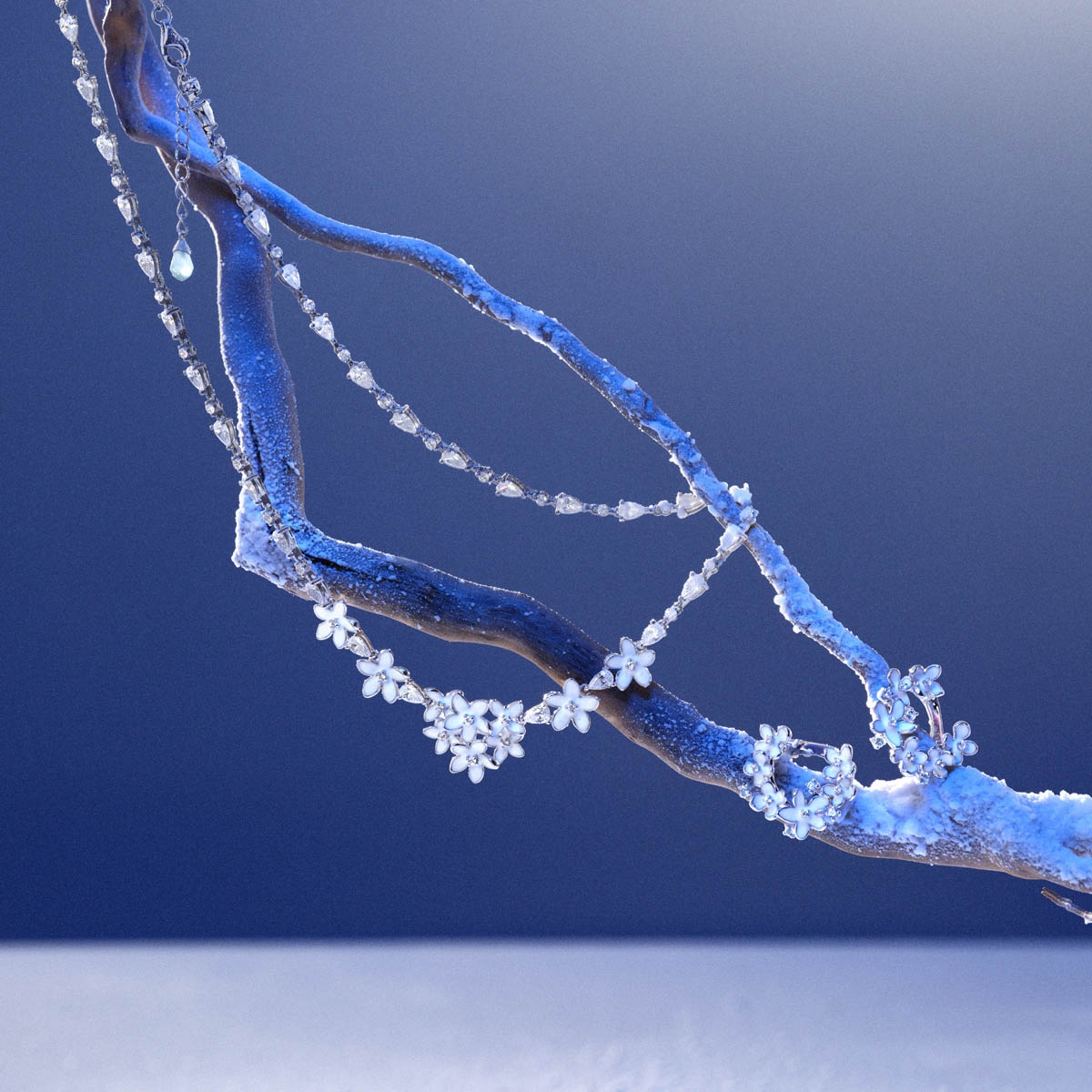 Kolczyki srebrne Kwiaty Nocy Biały Bez