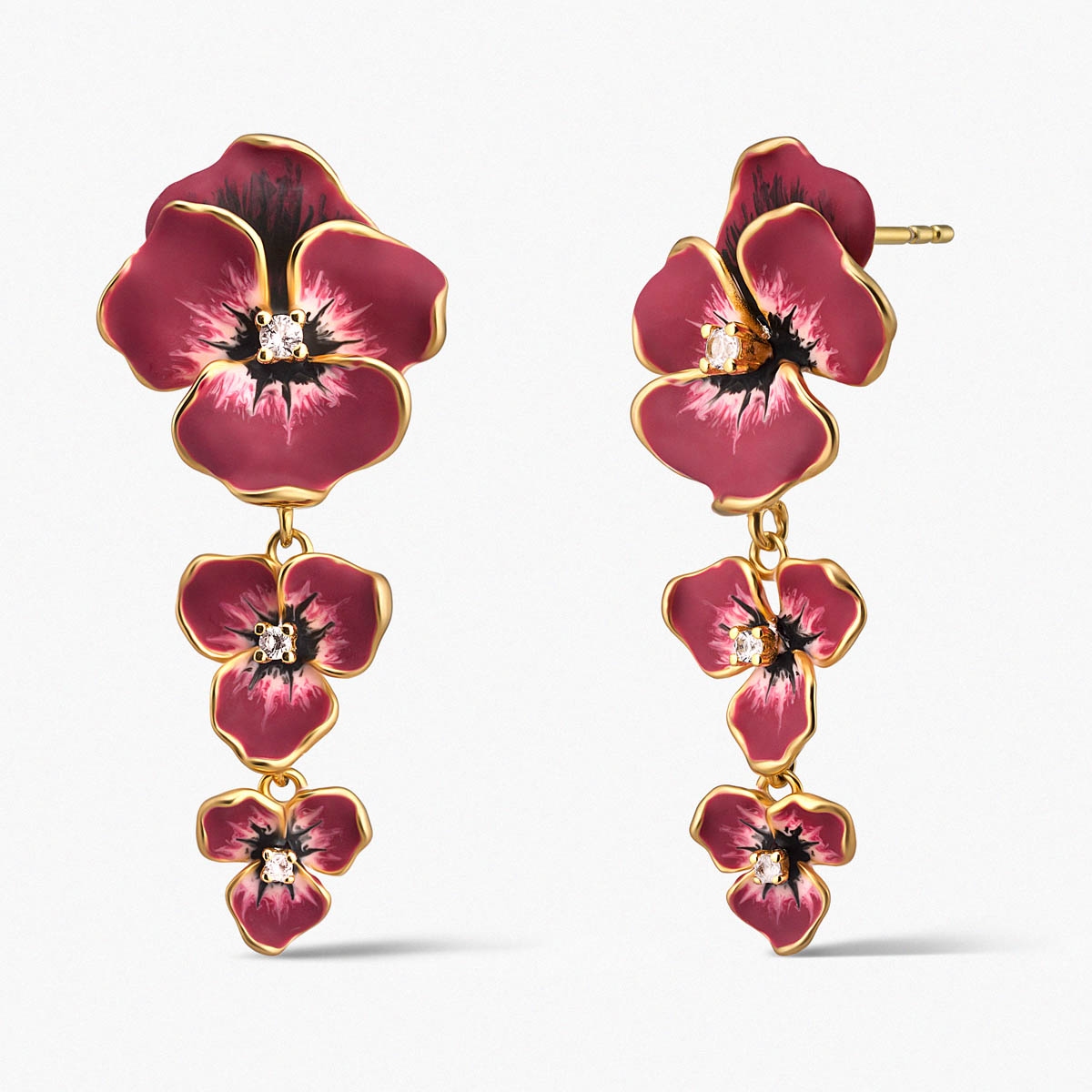 Kolczyki srebrne Kwiaty Nocy Bratki