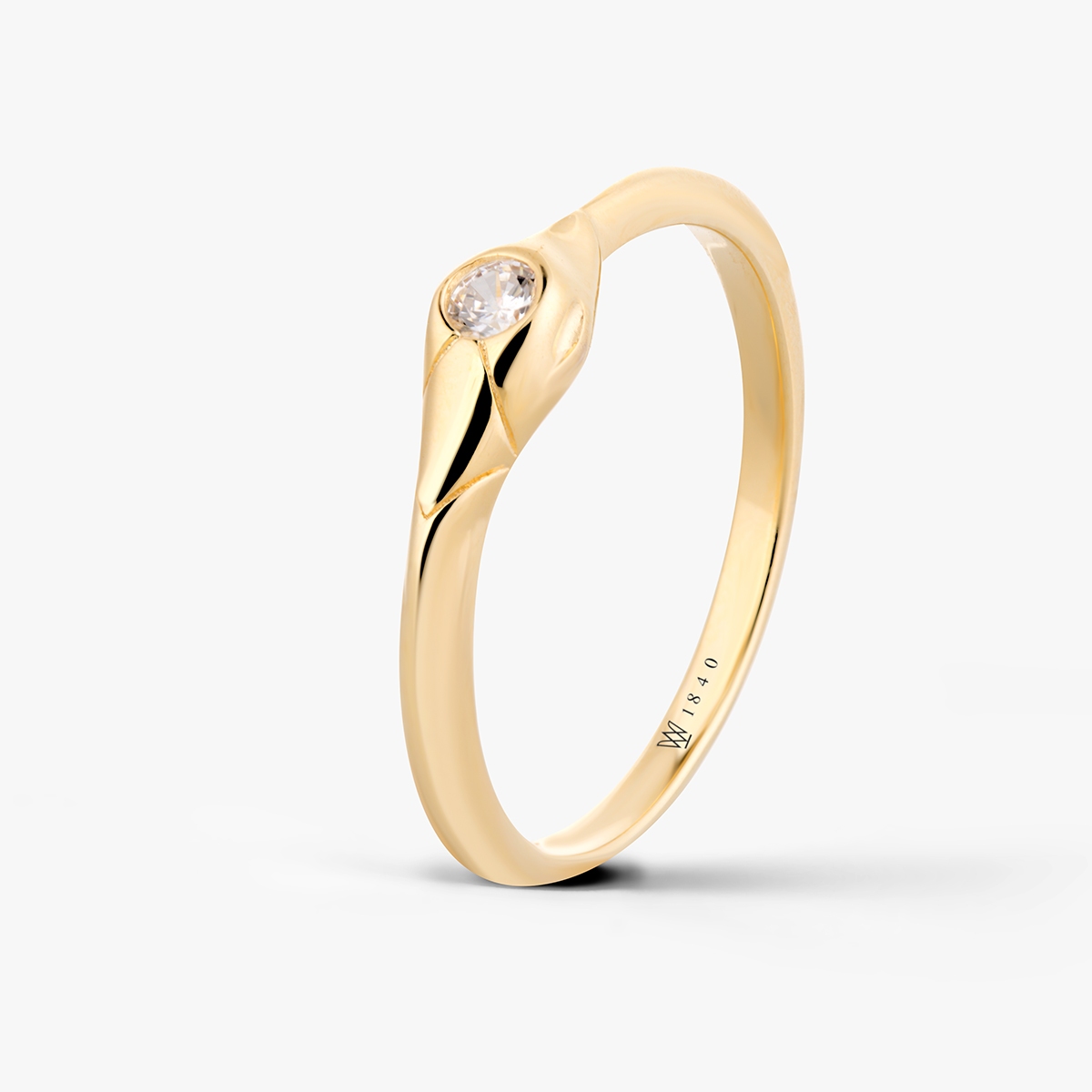 Pierścionek srebrny pozłacany z cyrkonią