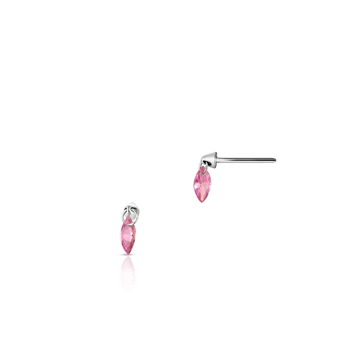 Kolczyki srebrne z różową cyrkonią
