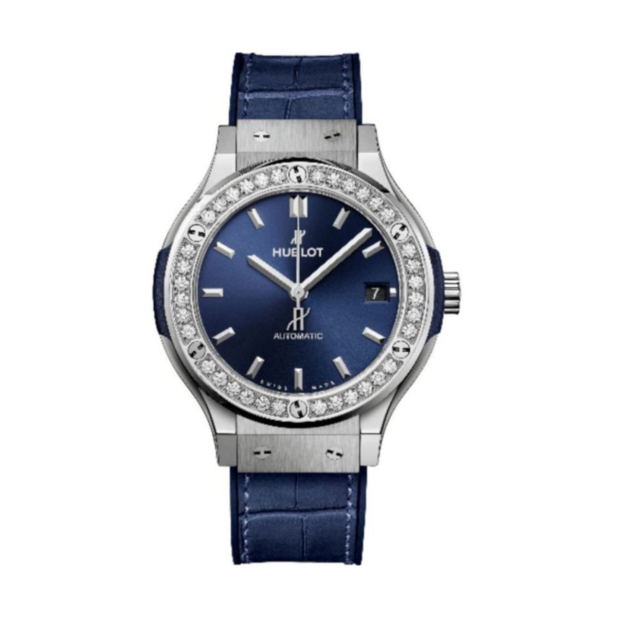 ZEGAREK HUBLOT CLASSIC FUSION TITANIUM BLUE DIAMONDS