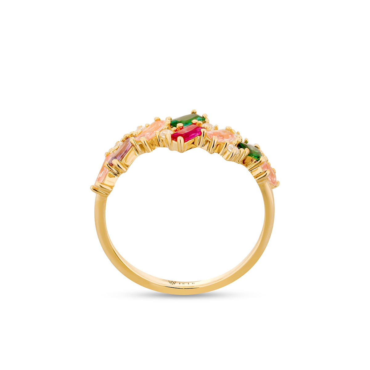 Pierścionek srebrny z kolorowymi cyrkoniami