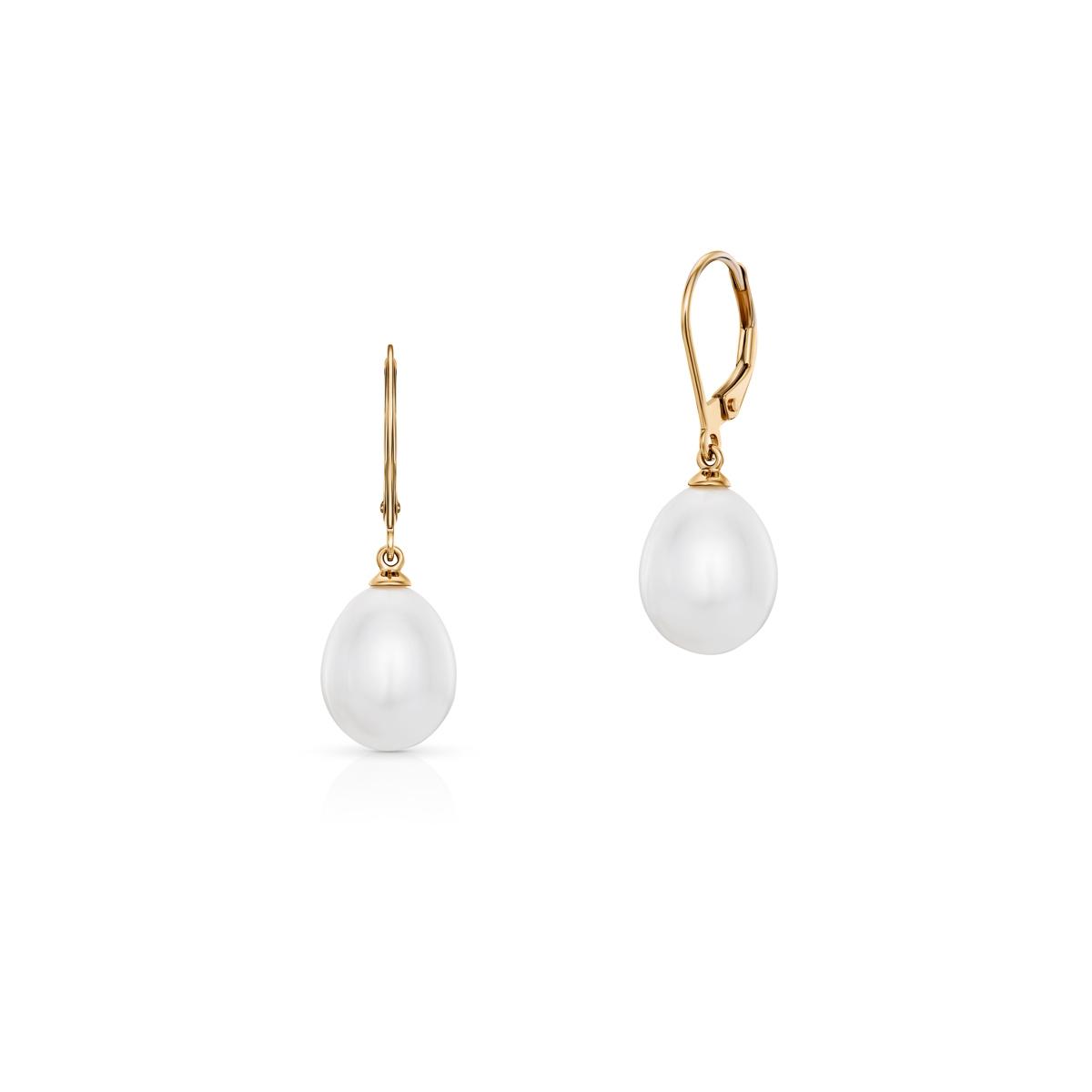 Kolczyki żółte złoto perły