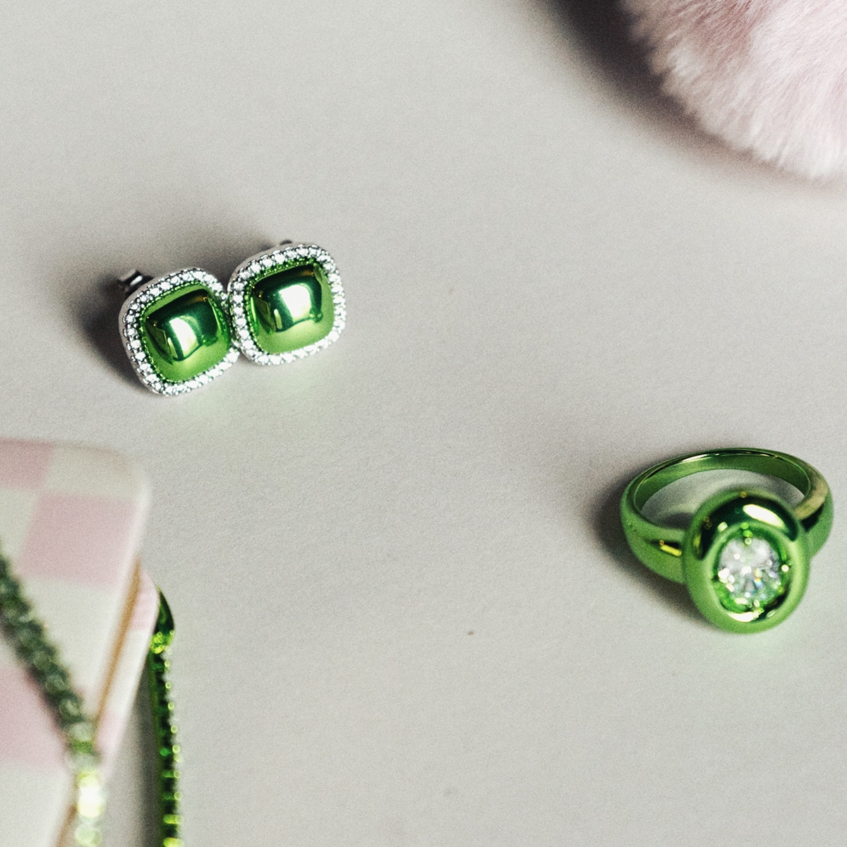 Kolczyki Green Squares Princess Club