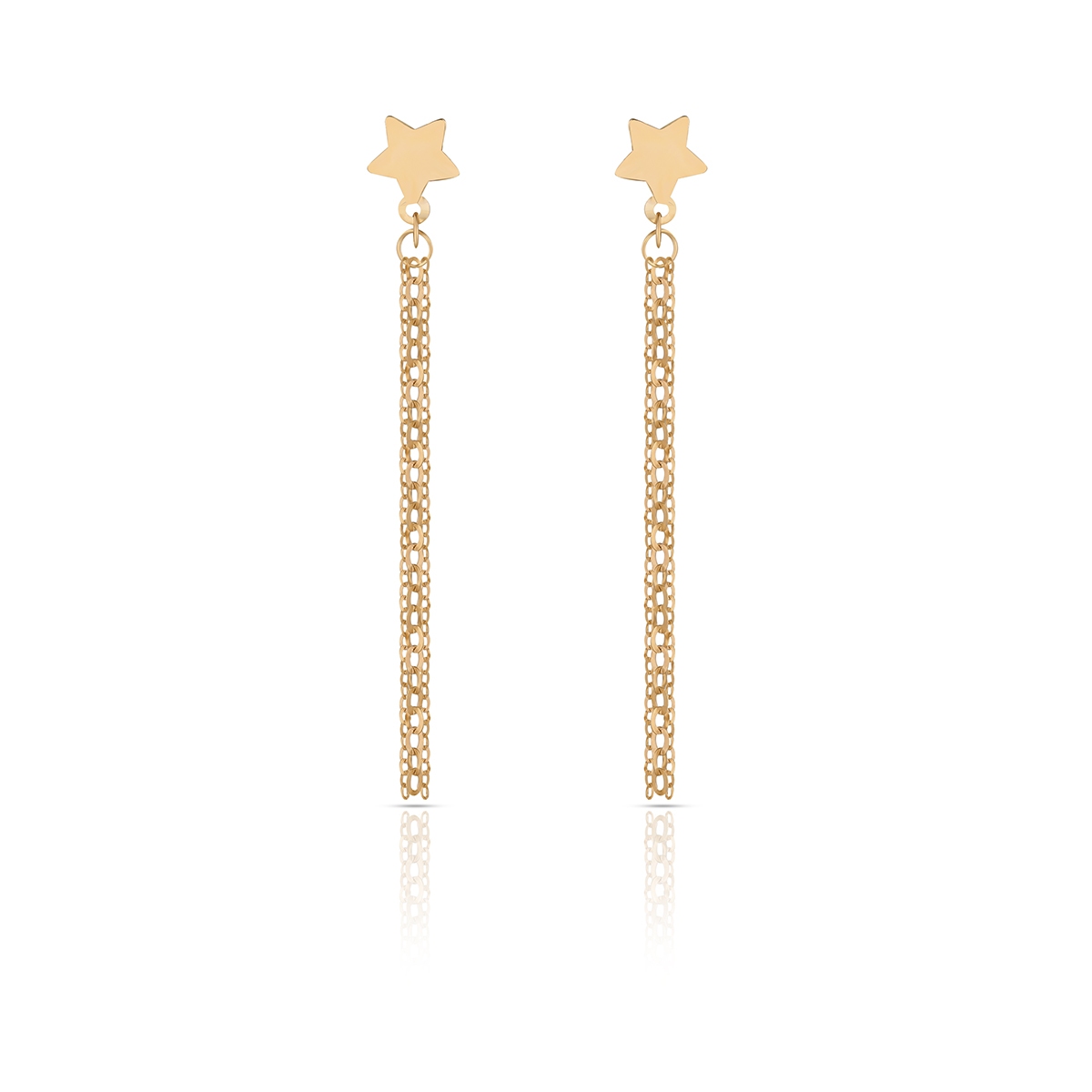 Kolczyki złote krawatki z gwiazdką