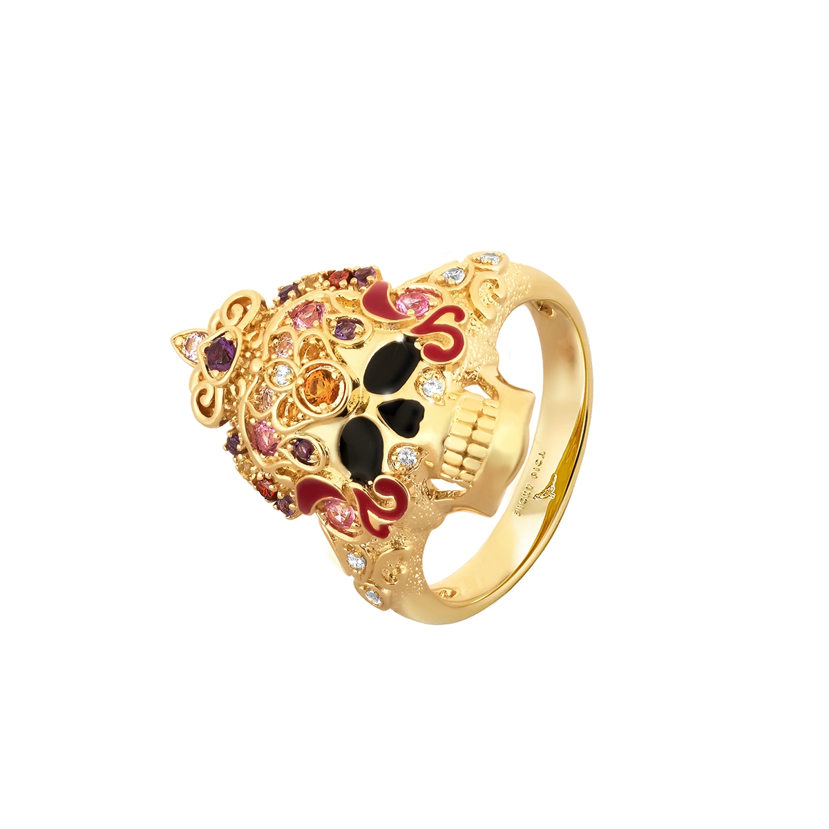 Pierścionek z motywem kolorowej czaszki Wonderland