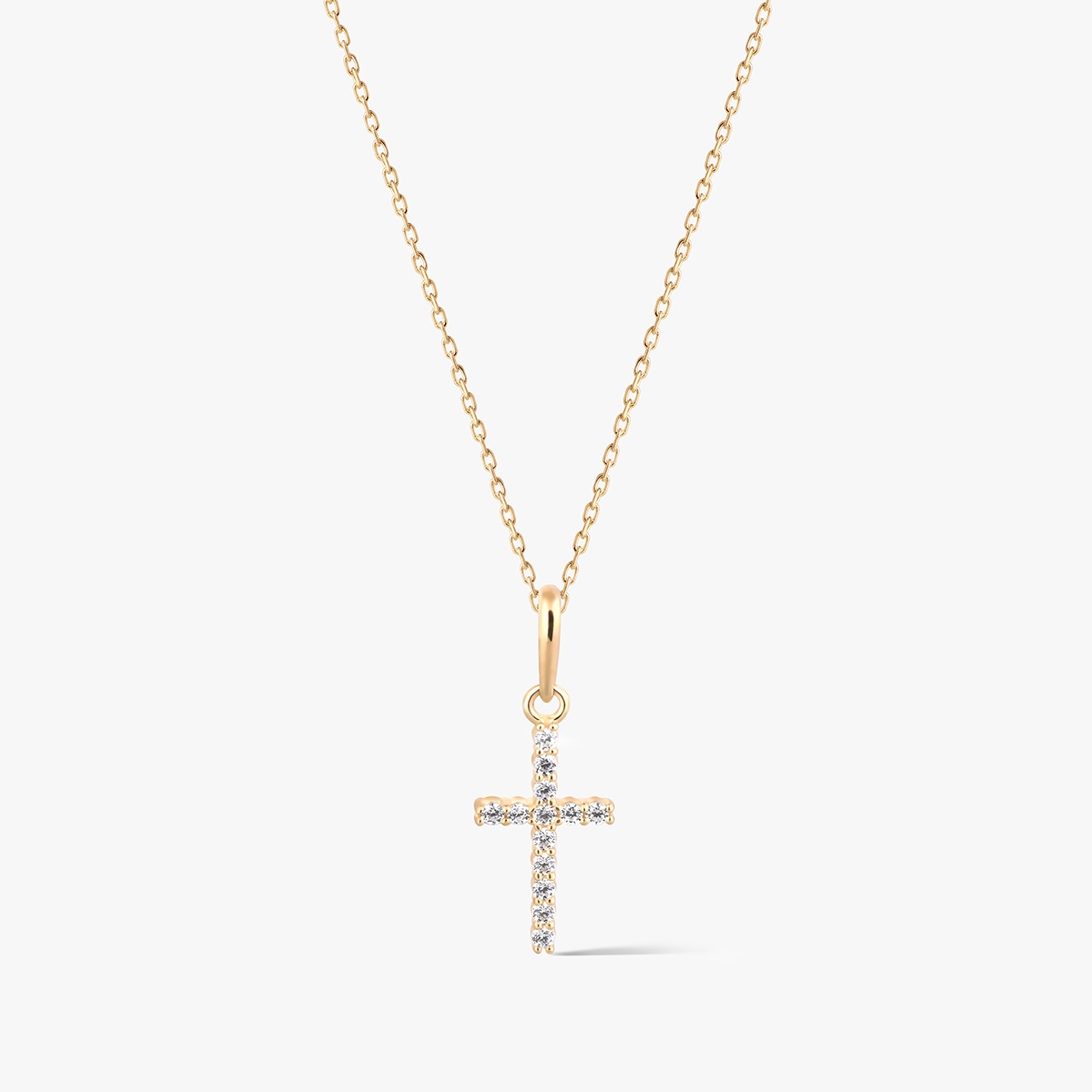 Wisiorek złoty krzyżyk z cyrkoniami
