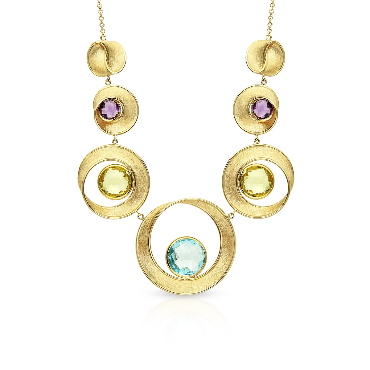 Naszyjnik złoty z naturalnymi kamieniami