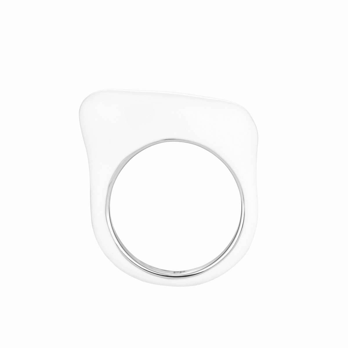 Pierścionek z białą emalią Basics