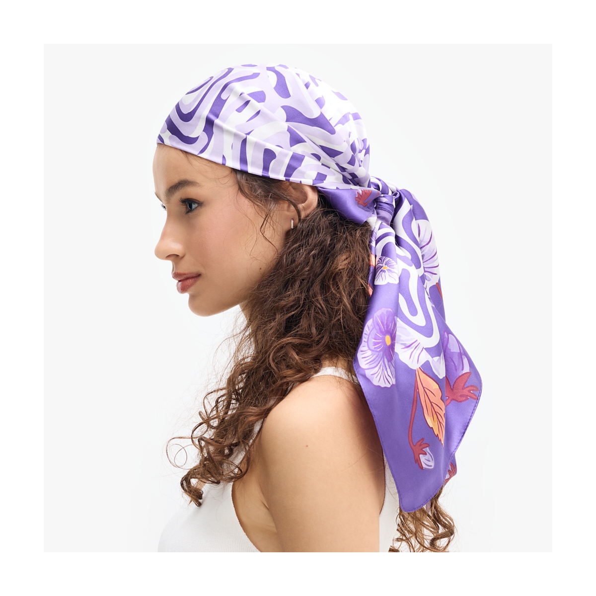 Chusta jedwabna Kwiaty Nocy Bratki