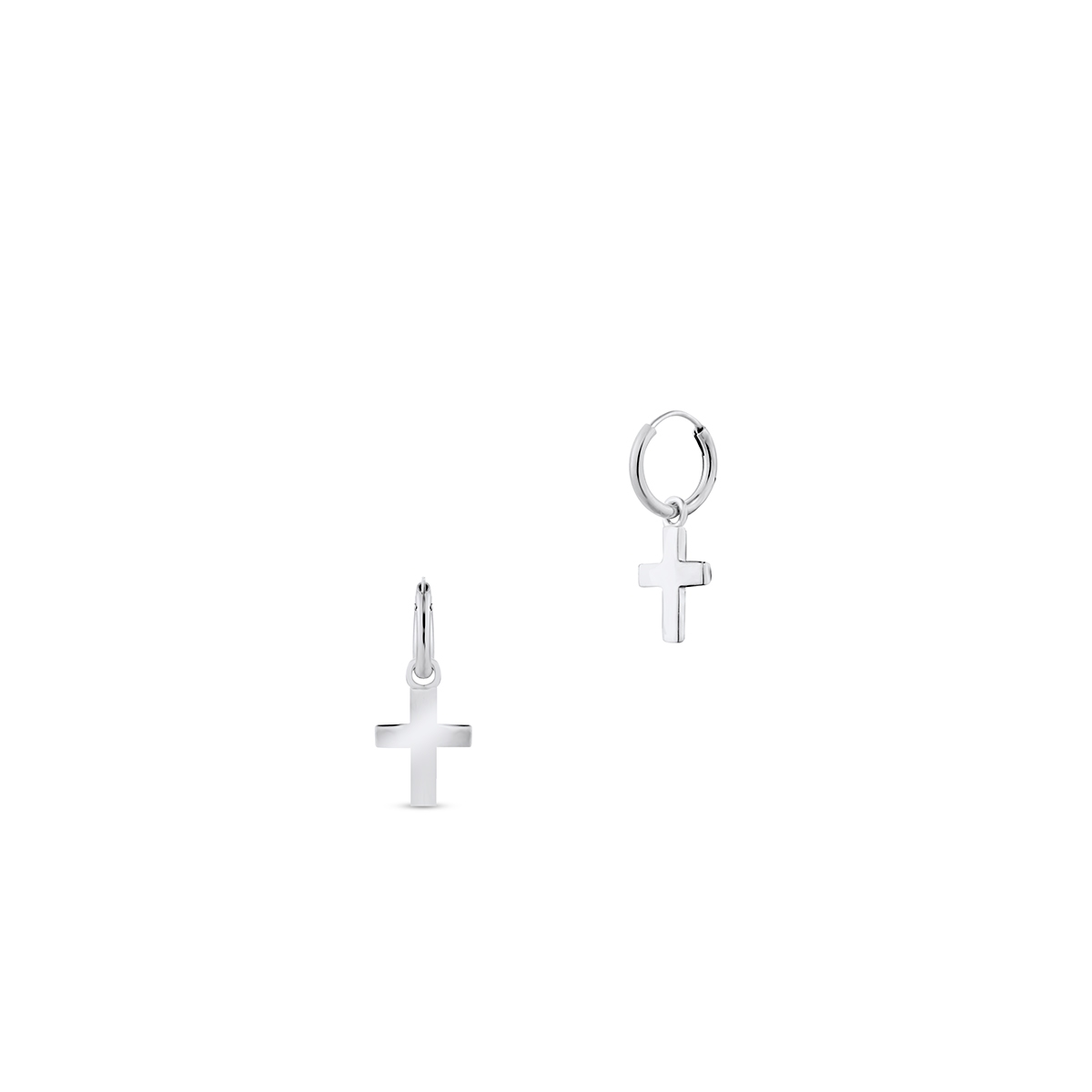 Kolczyki srebrne kółka z krzyżykiem
