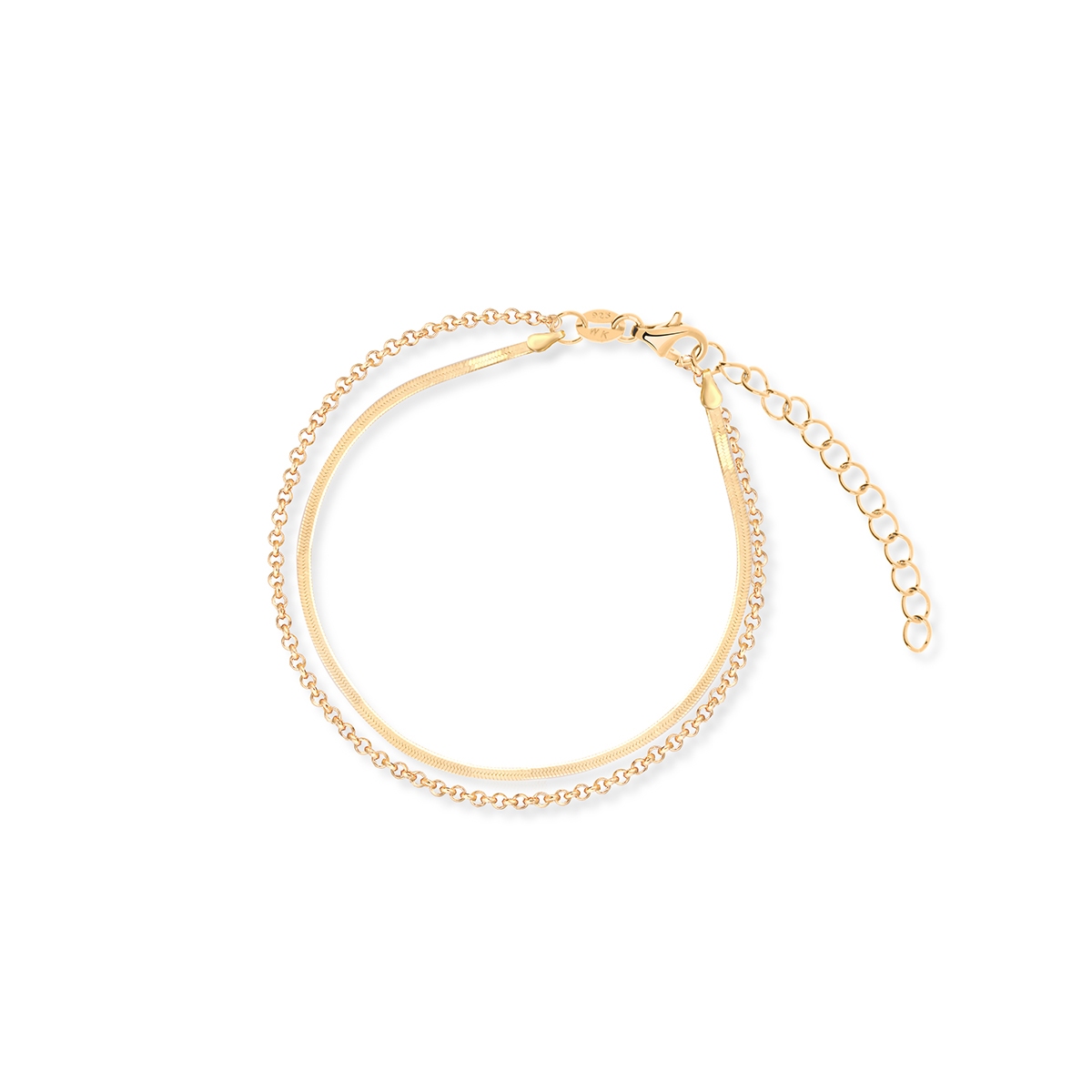 Bransoleta srebrna pozłacana na nogę