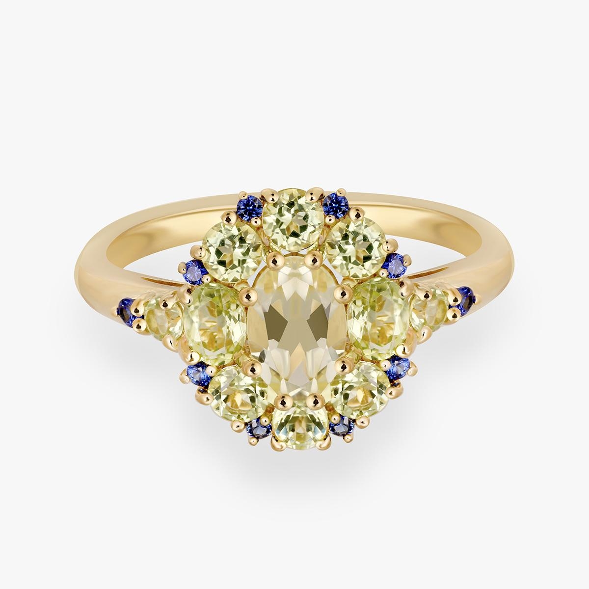 Pierścionek srebrny z oliwinami Szekspirowska