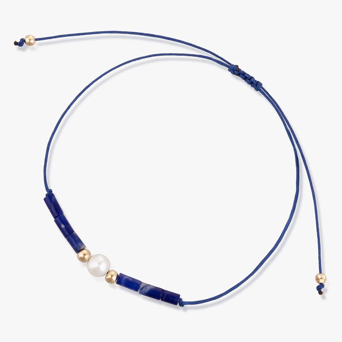 Bransoleta sznurkowa z perłą i sodalitami