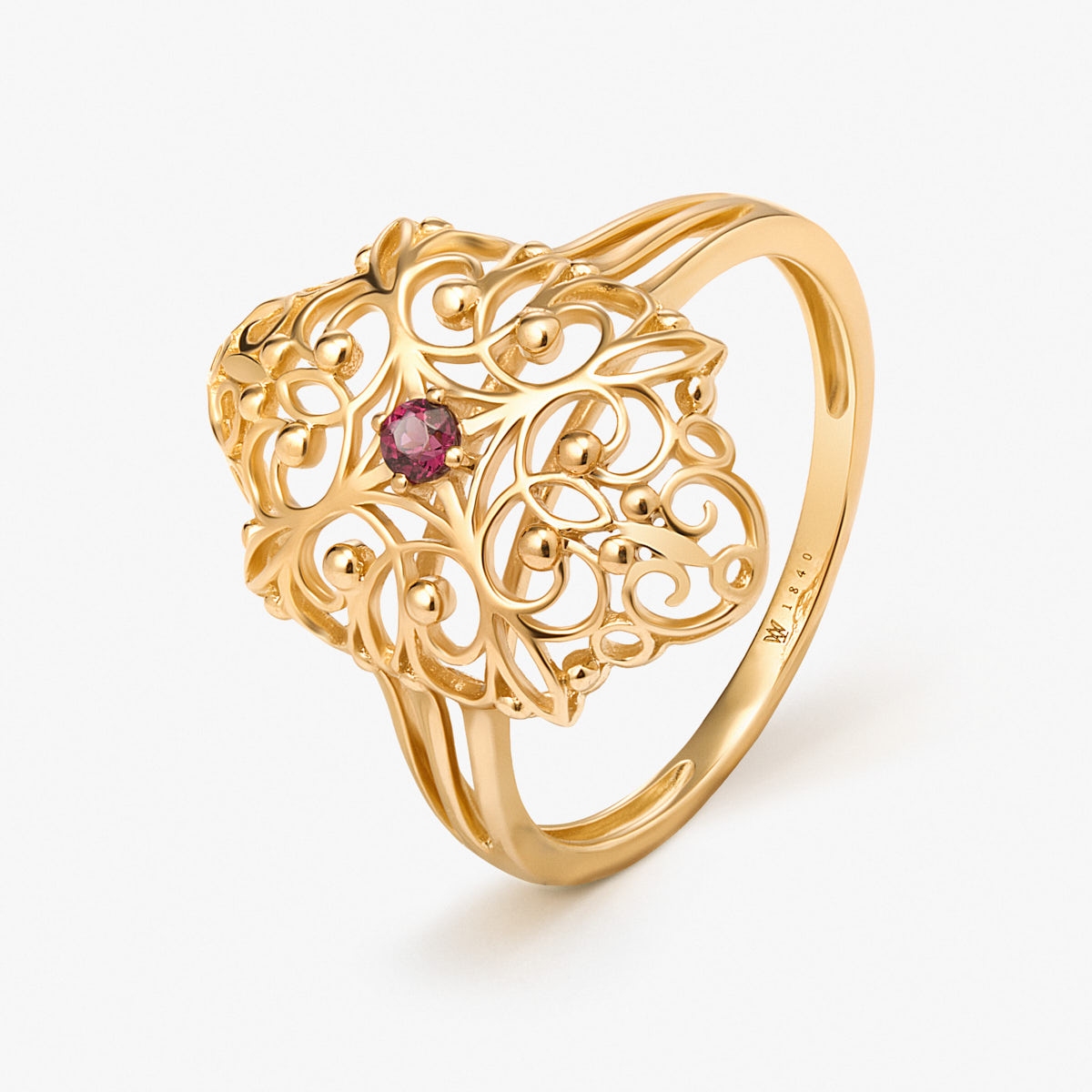 Pierścionek złoty z rodolitem Royal Star