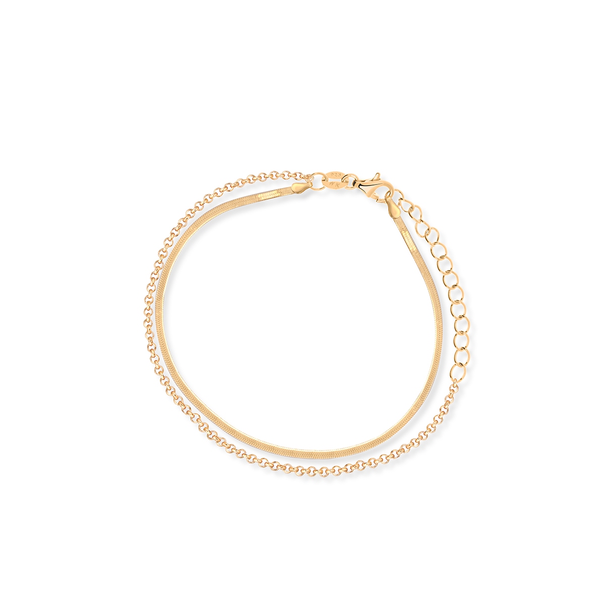 Bransoleta srebrna pozłacana na nogę