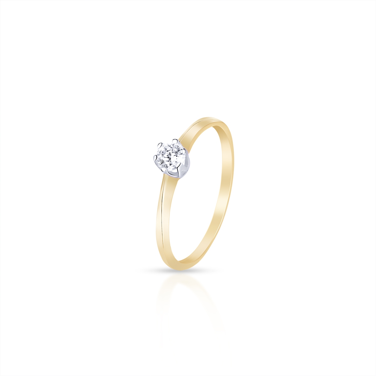 Pierścionek złoty bicolor z cyrkonią