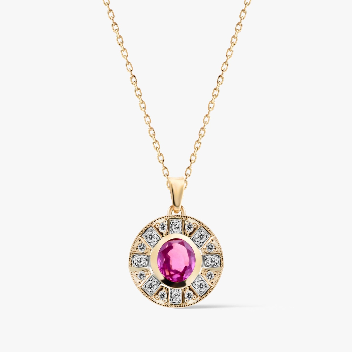 Wisiorek złoty z szafirem i brylantami