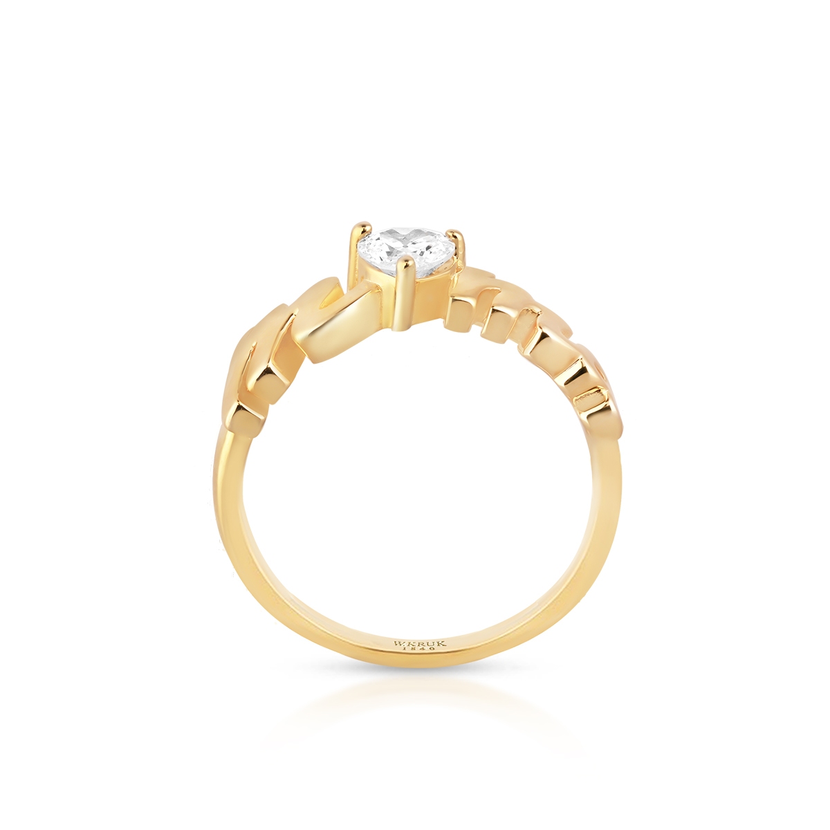 Pierścionek srebrny pozłacany z sercem Mama