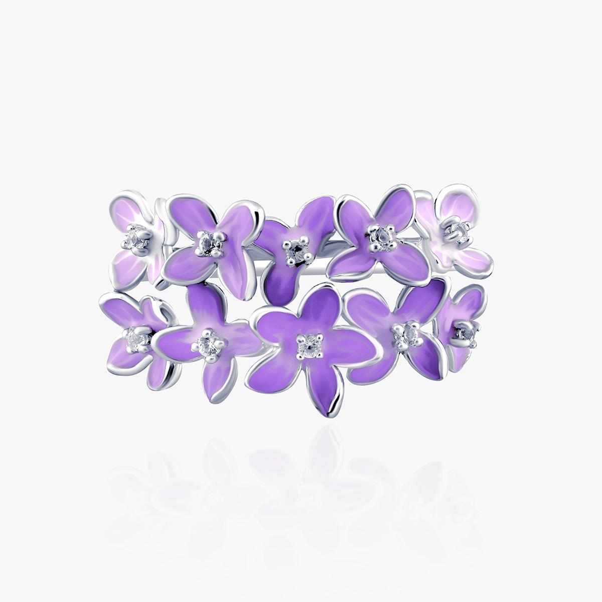 Pierścionek srebrny Kwiaty Nocy Fioletowy Bez