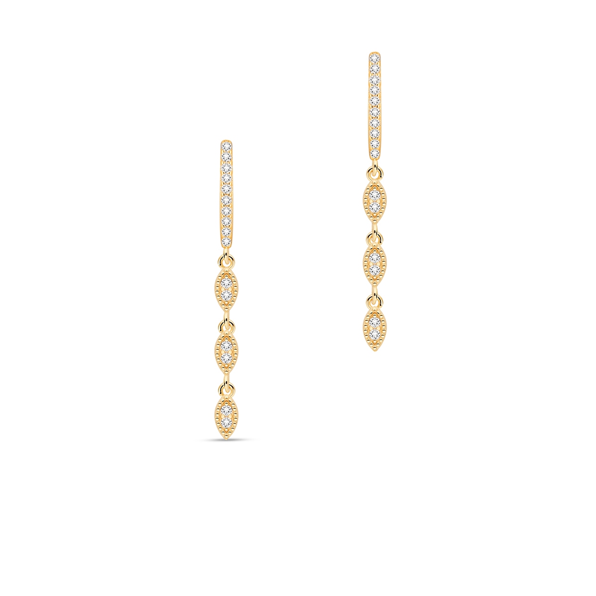 Kolczyki srebrne pozłacane z cyrkoniami