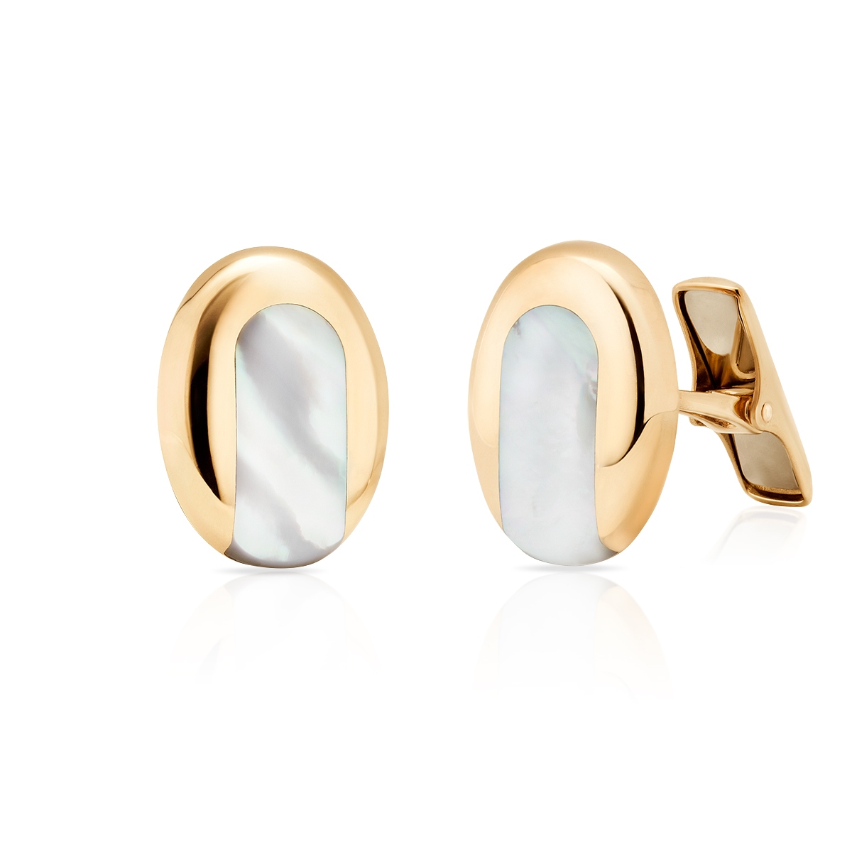 Spinki do koszuli złote z masą perłową