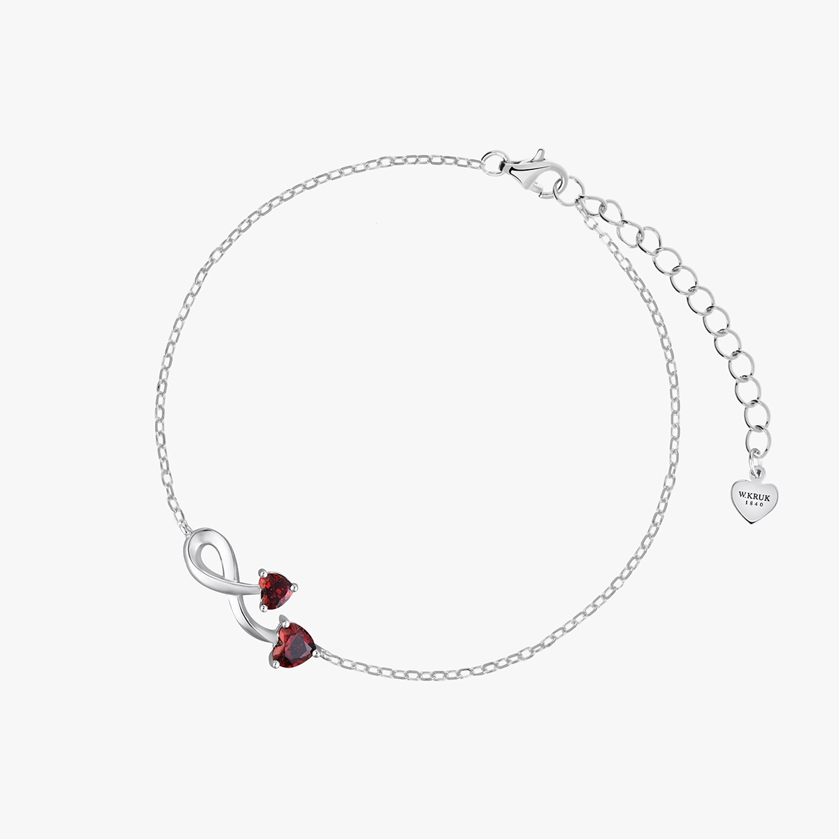 Bransoleta srebrna z motywem serc