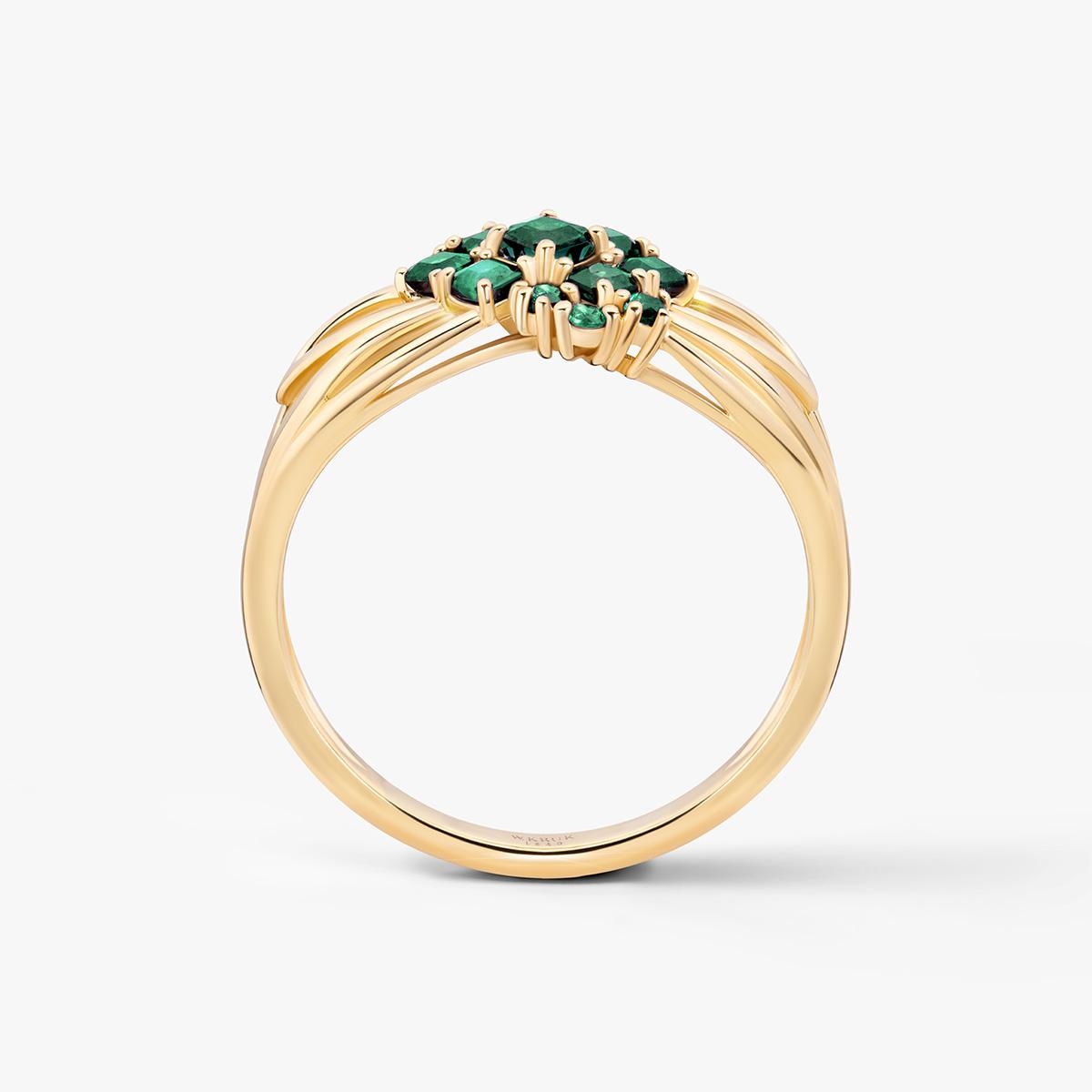 Pierścionek złoty ze szmaragdami TRIO