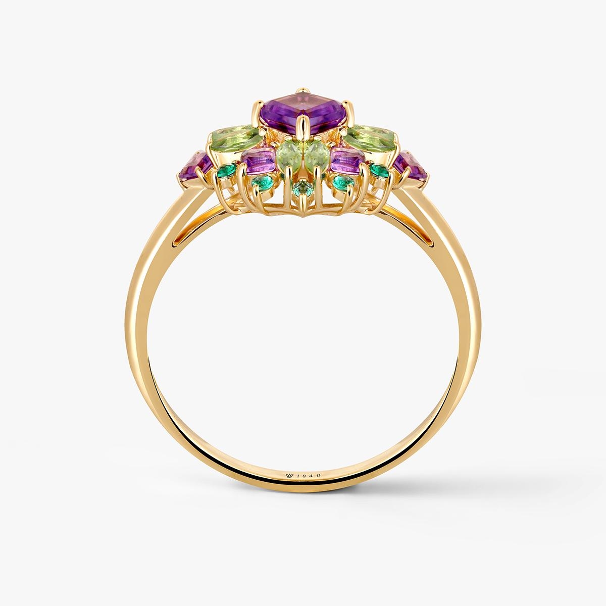 Pierścionek srebrny z ametystami Szekspirowska