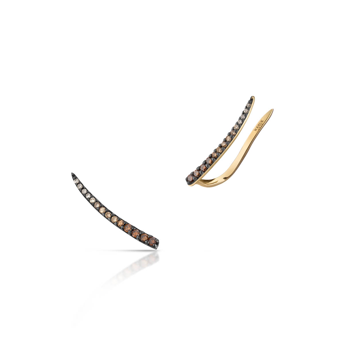 Nausznice złote z brązowymi diamentami Karmelowa