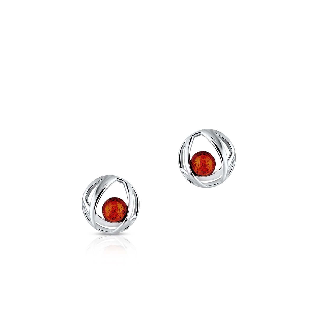 Kolczyki srebrne z bursztynem
