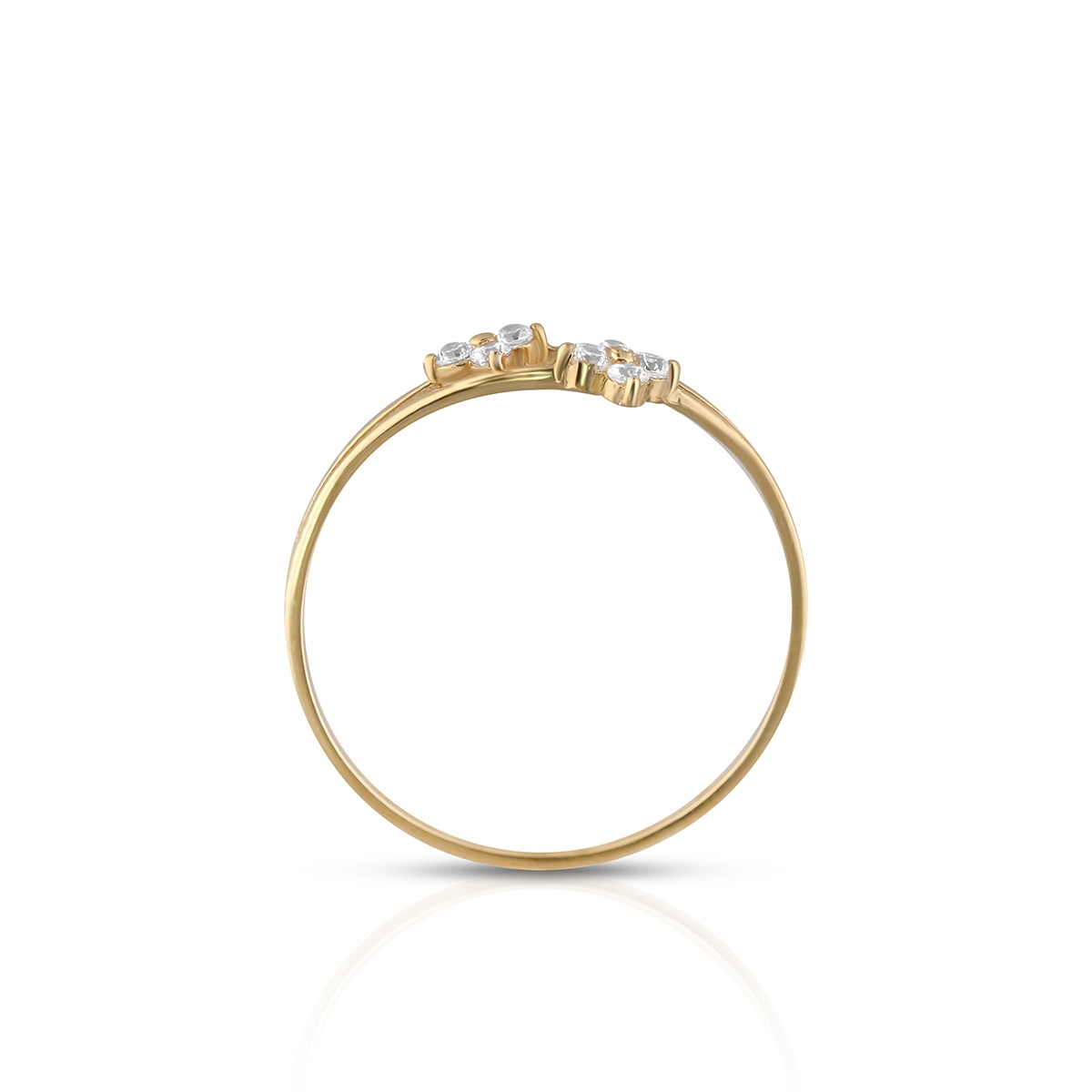 Pierścionek złoty z cyrkoniami kwiaty