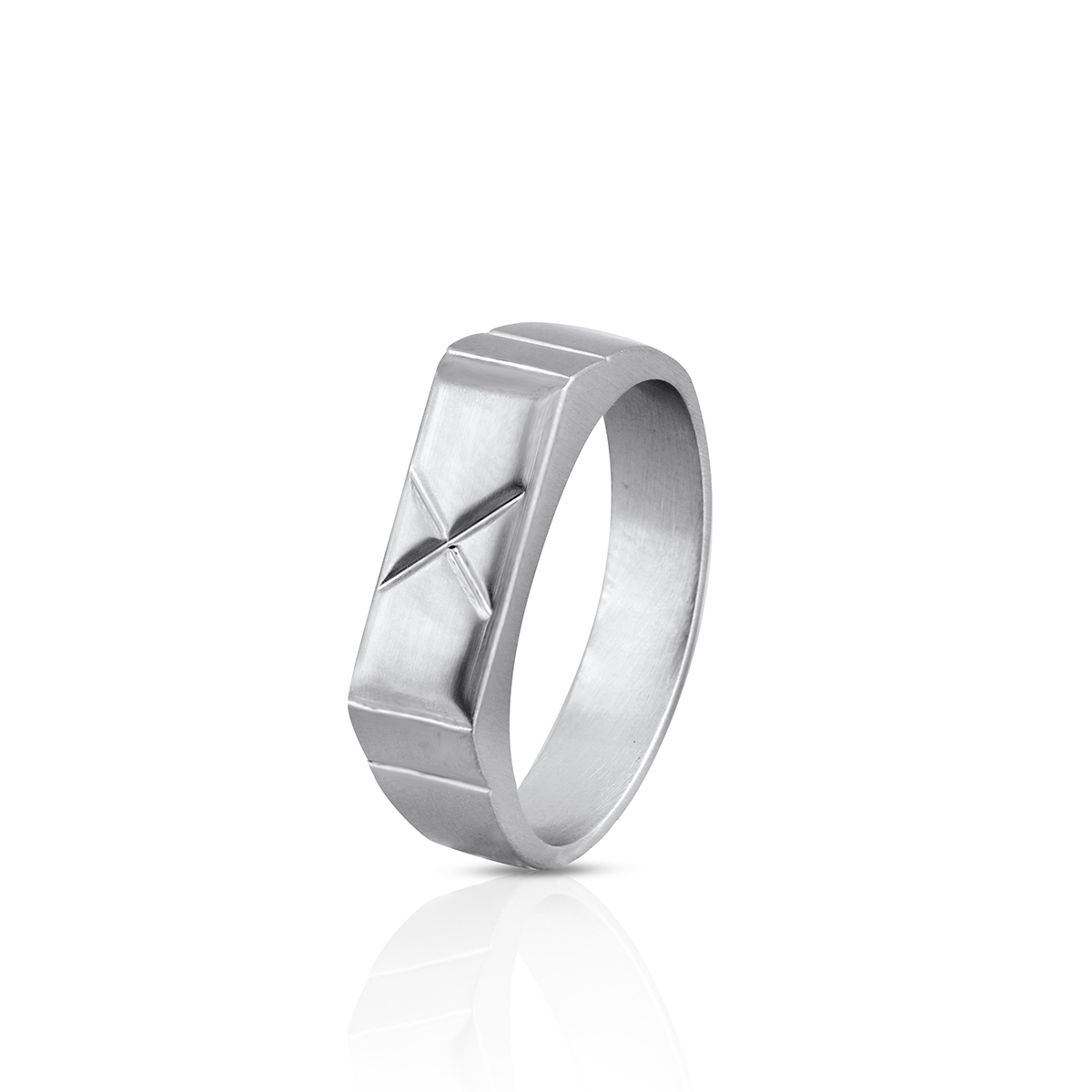 Pierścionek ze stali z efektem tłoczenia