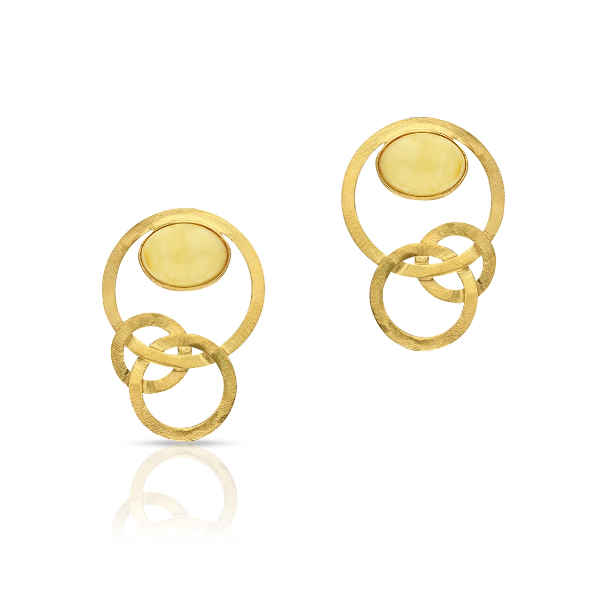 Kolczyki srebrne pozłacane z bursztynami