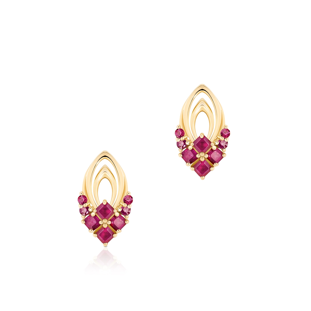Kolczyki złote z rubinami TRIO