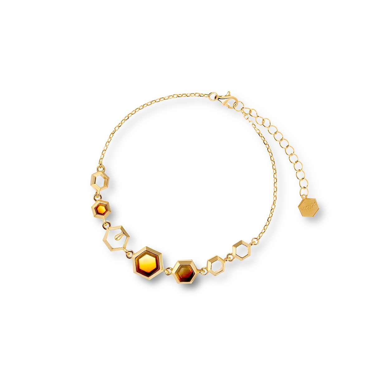 Bransoleta srebrna z bursztynem Miodowa