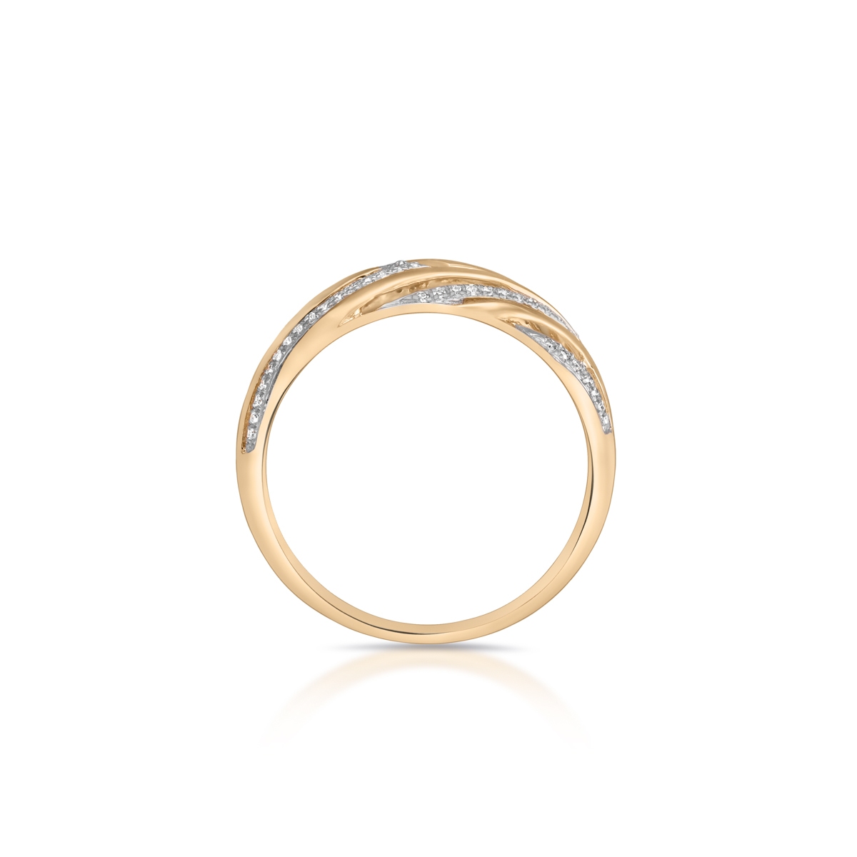 Pierścionek złoty bicolor z diamentami